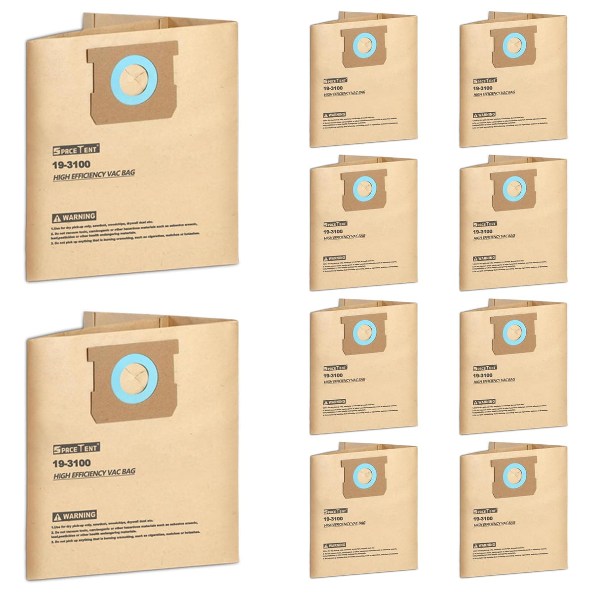SpaceTent 19-3100 vacuum bags pack for Stanley vacuums; easy disposal and replacement.