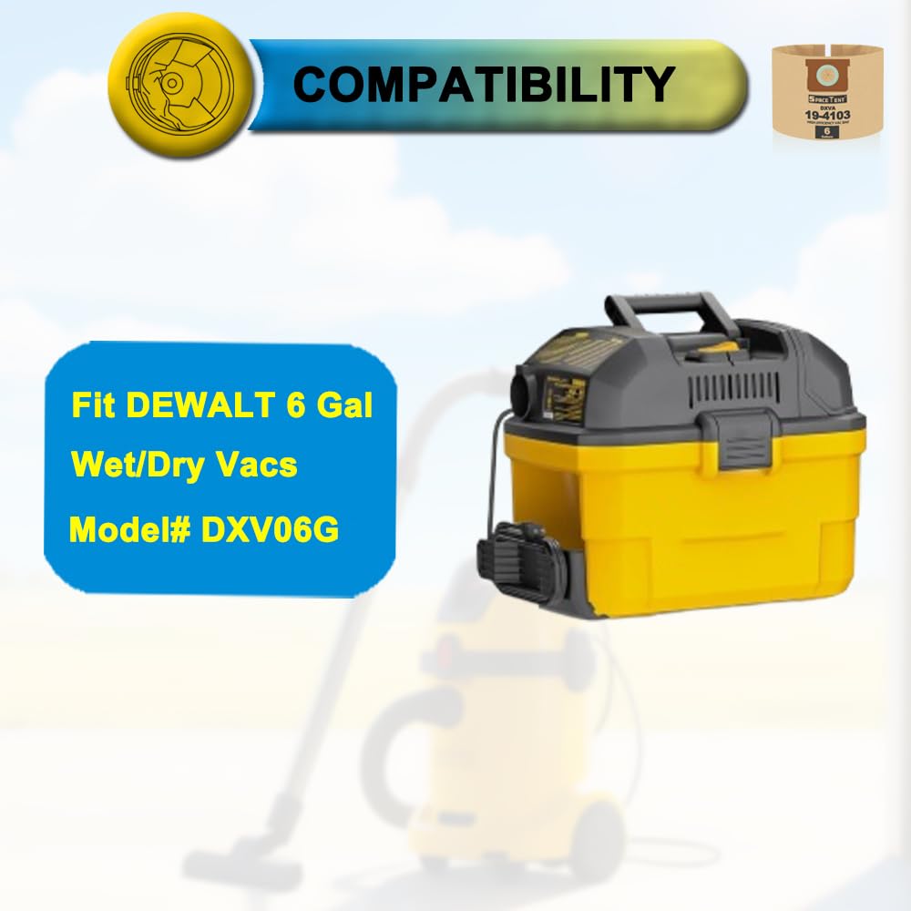 SpaceTent dxv06g compatibility bag fits DEWALT vacuums for easy switching
