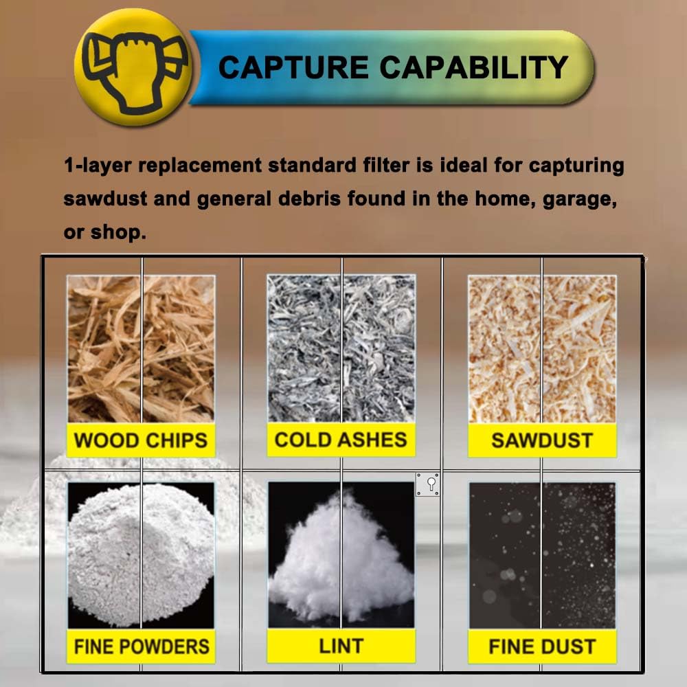 Dust and drywall debris being filtered in a workshop setting.