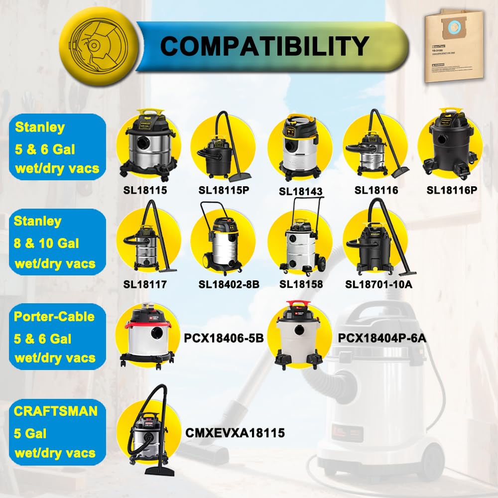 SpaceTent Stanley-compatible bags fit multiple Stanley models for tidy debris capture.