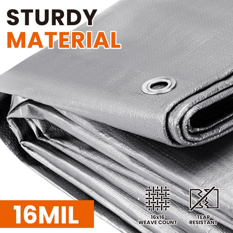 Spacever heavy-duty 16mil tarp with grommets for wind protection
