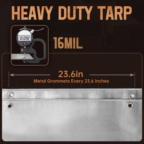 SpacEver outdoor tarp is easy to install and stores compactly when not in use.