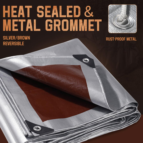 SpacEver double-sided tarp offers flexible outdoor protection.