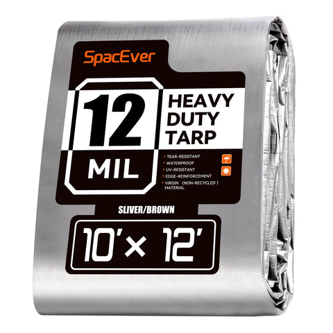 Spacever tarp heavy-duty-12mil-waterproof with reinforced corners protects outdoor gear