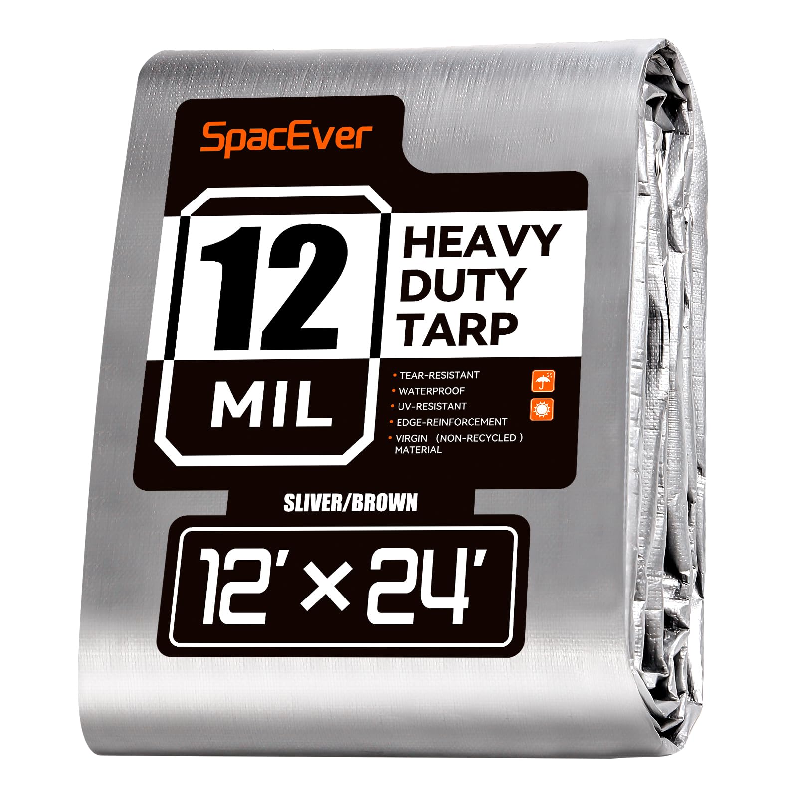 Spacever tarp heavy-duty 12x24 front view seals out rain and wind