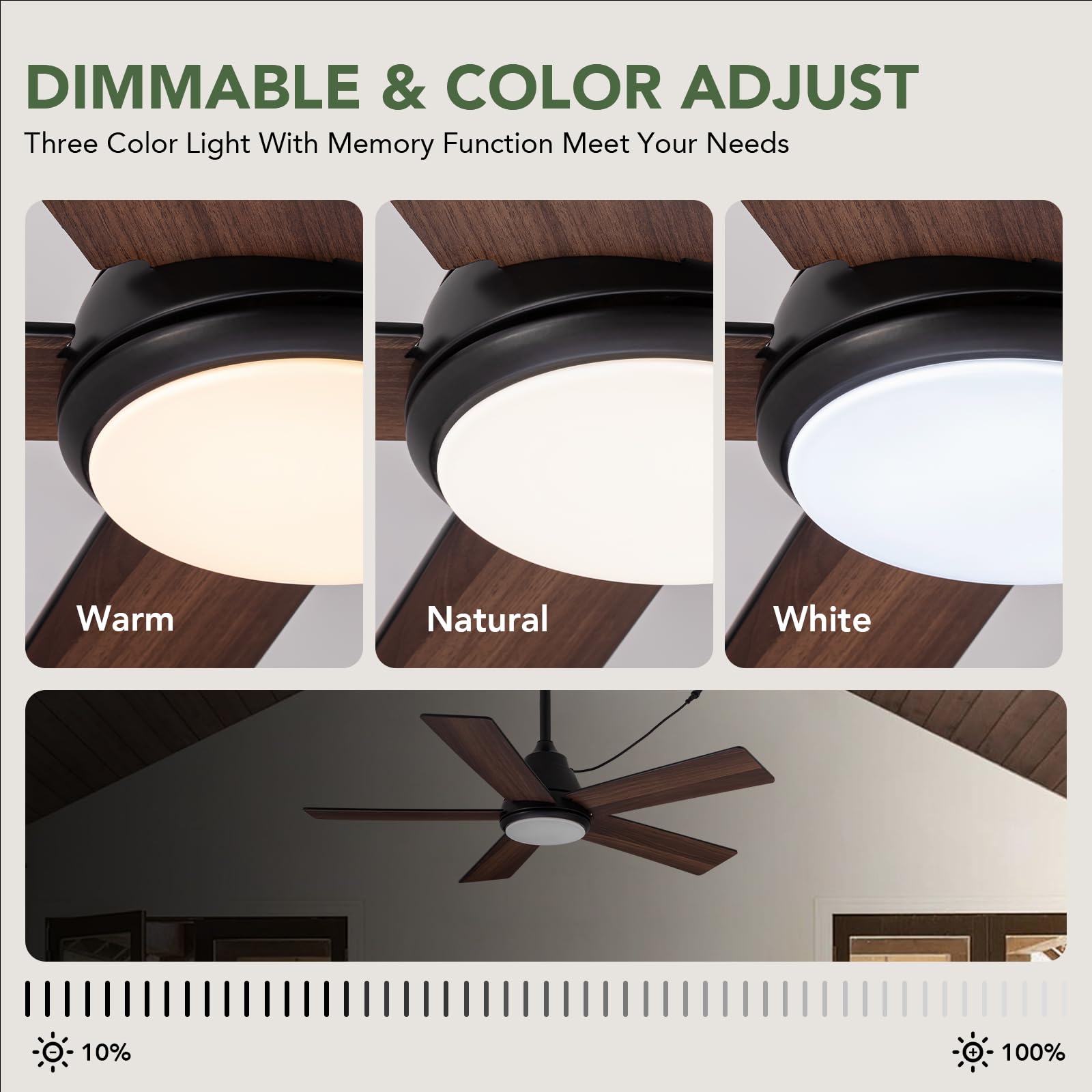 SPACORA waterproof plug-in ceiling fan shown in outdoor-capable setup for covered spaces