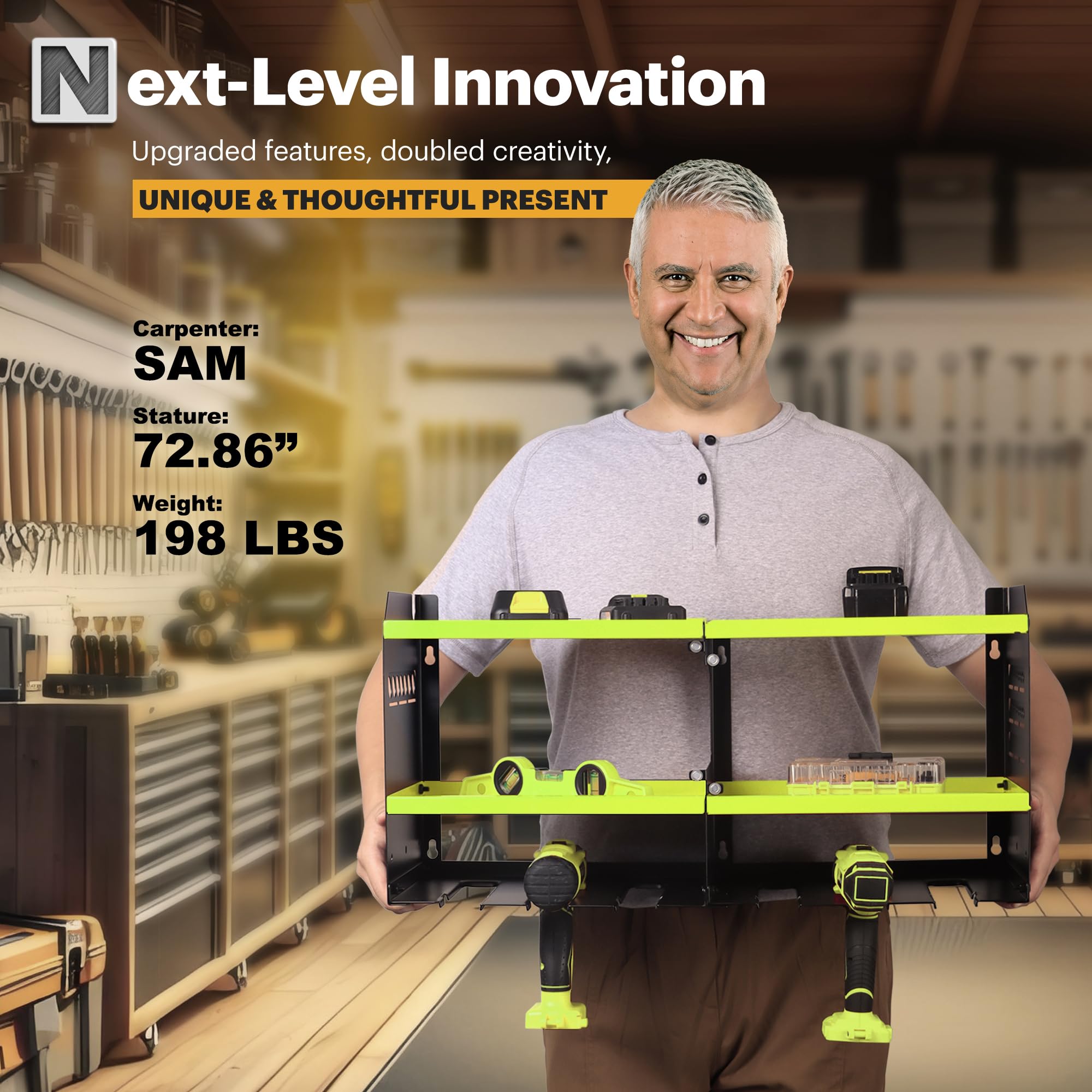 Spampur 11-inch tall design maximizes garage space and organization.