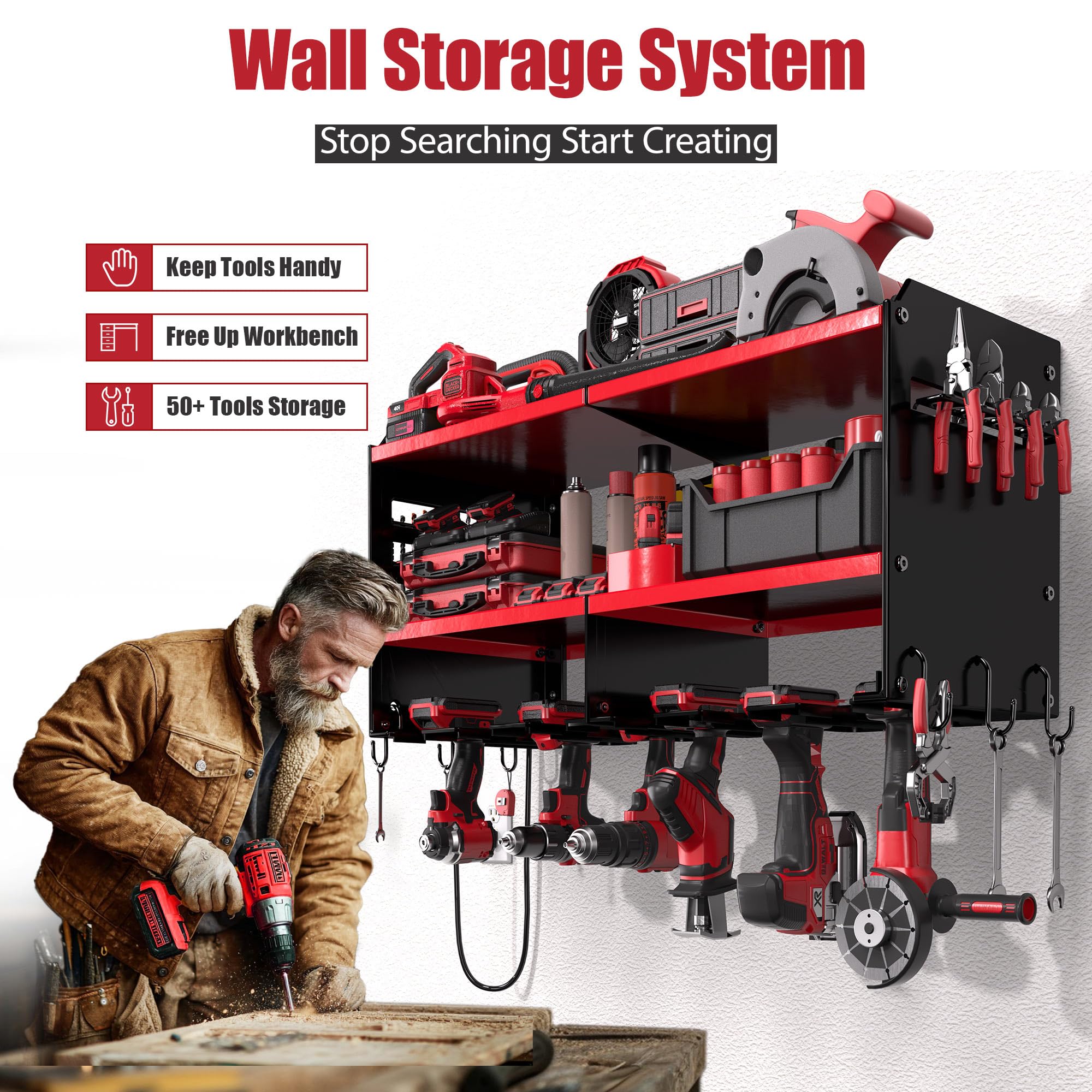 Spampur battery bin and screw storage area keeps small parts organized.