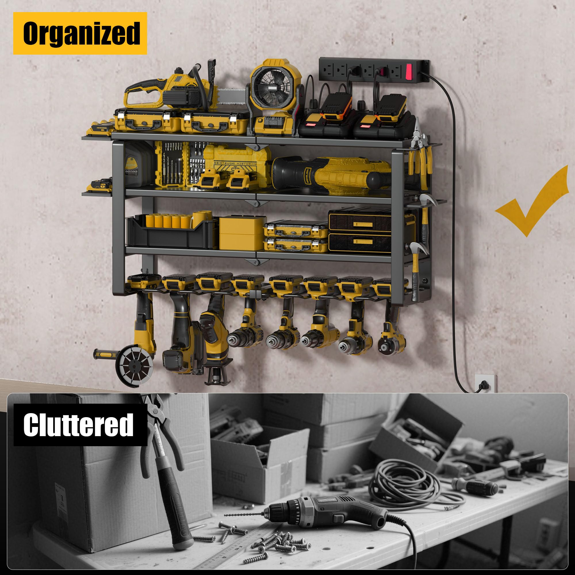 Spampur charging station with six outlets keeps tools powered at the workbench
