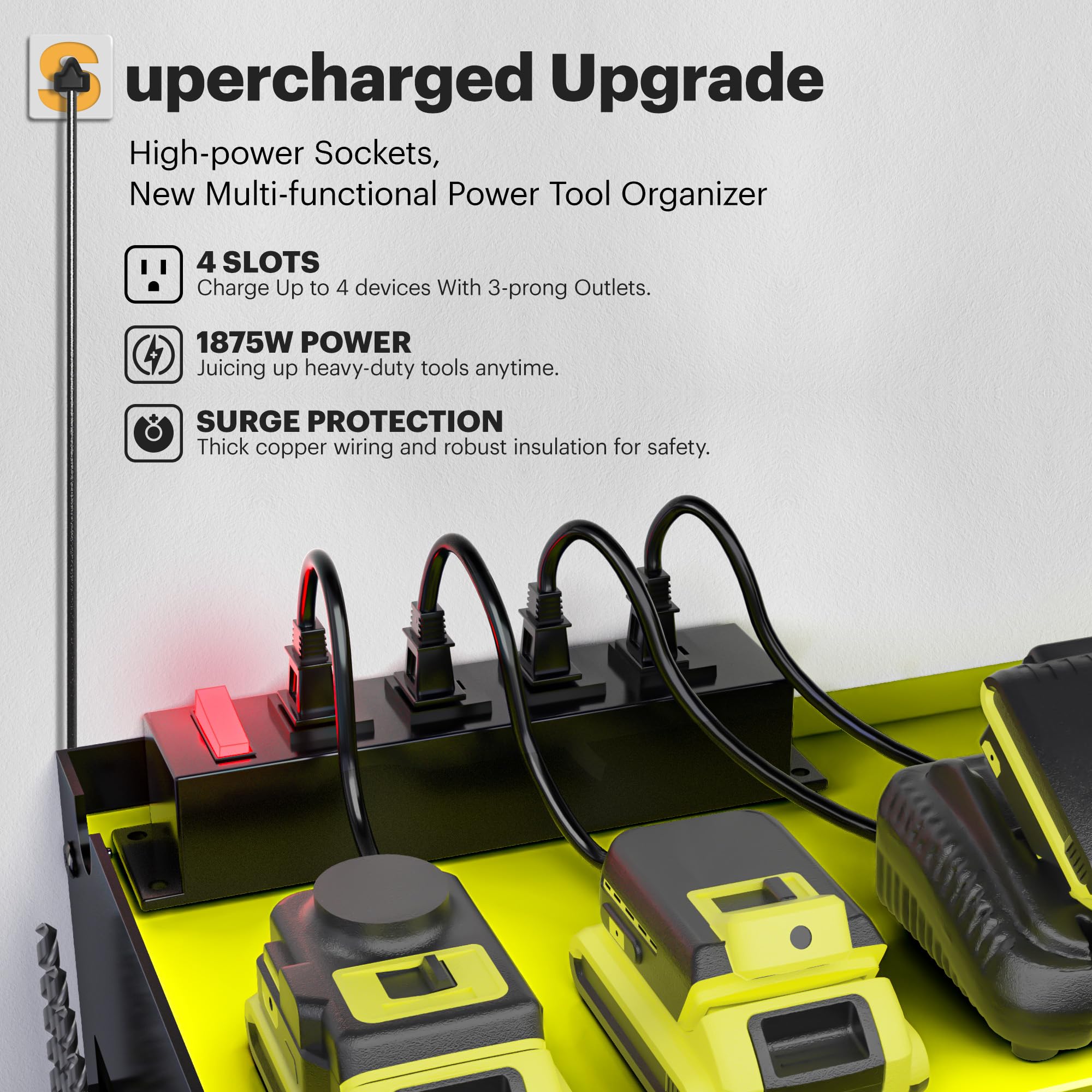 Spampur five-foot 14AWG cord provides easy on-wall power access.