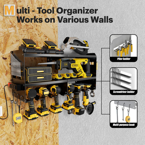 Spampur heavy-duty steel construction provides sturdy support for large tools.