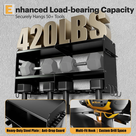 Spampur 24.6-inch storage height maximizes space in garage or workshop.