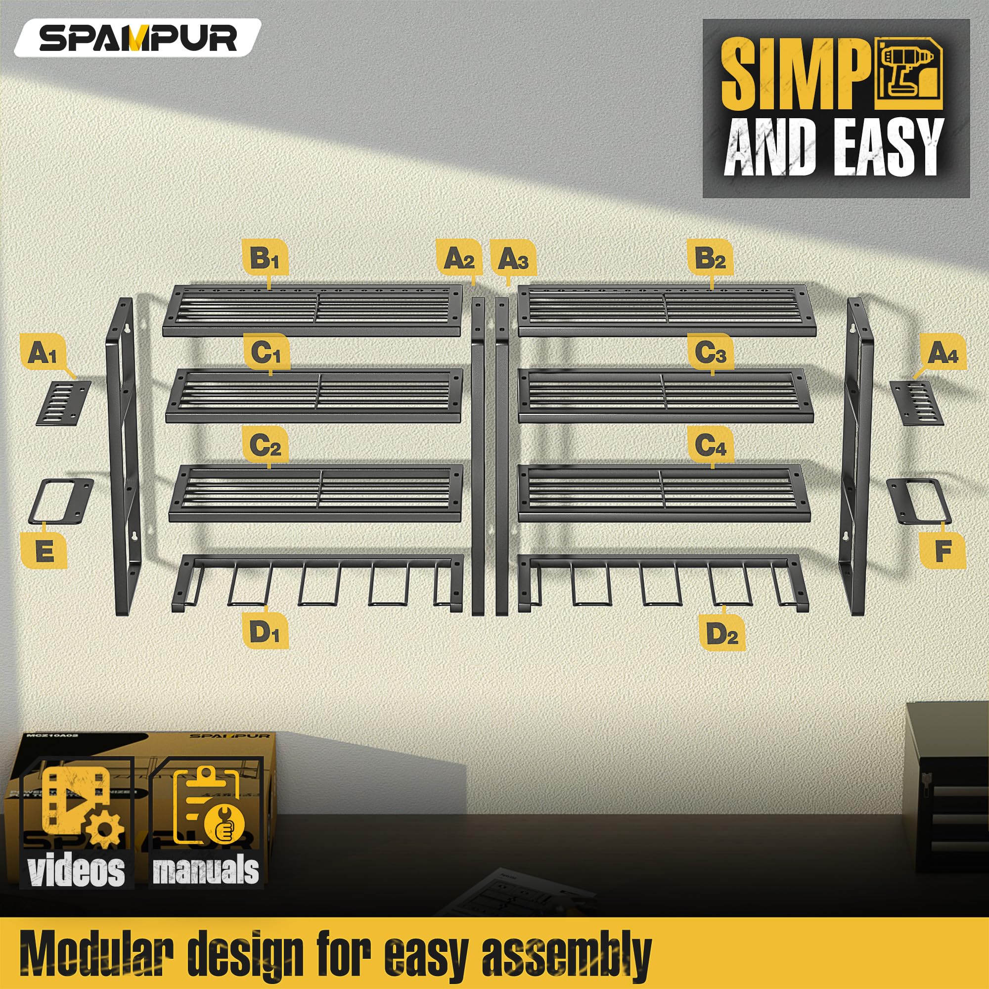 Non-slip hooks keep tools secure during heavy use.