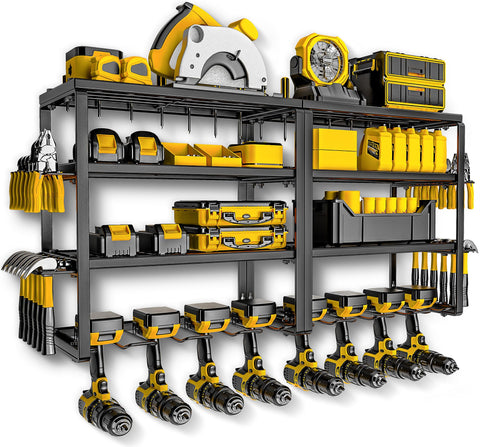 Spampur power tool organizer wall mount in a two-pack setup for organized storage.