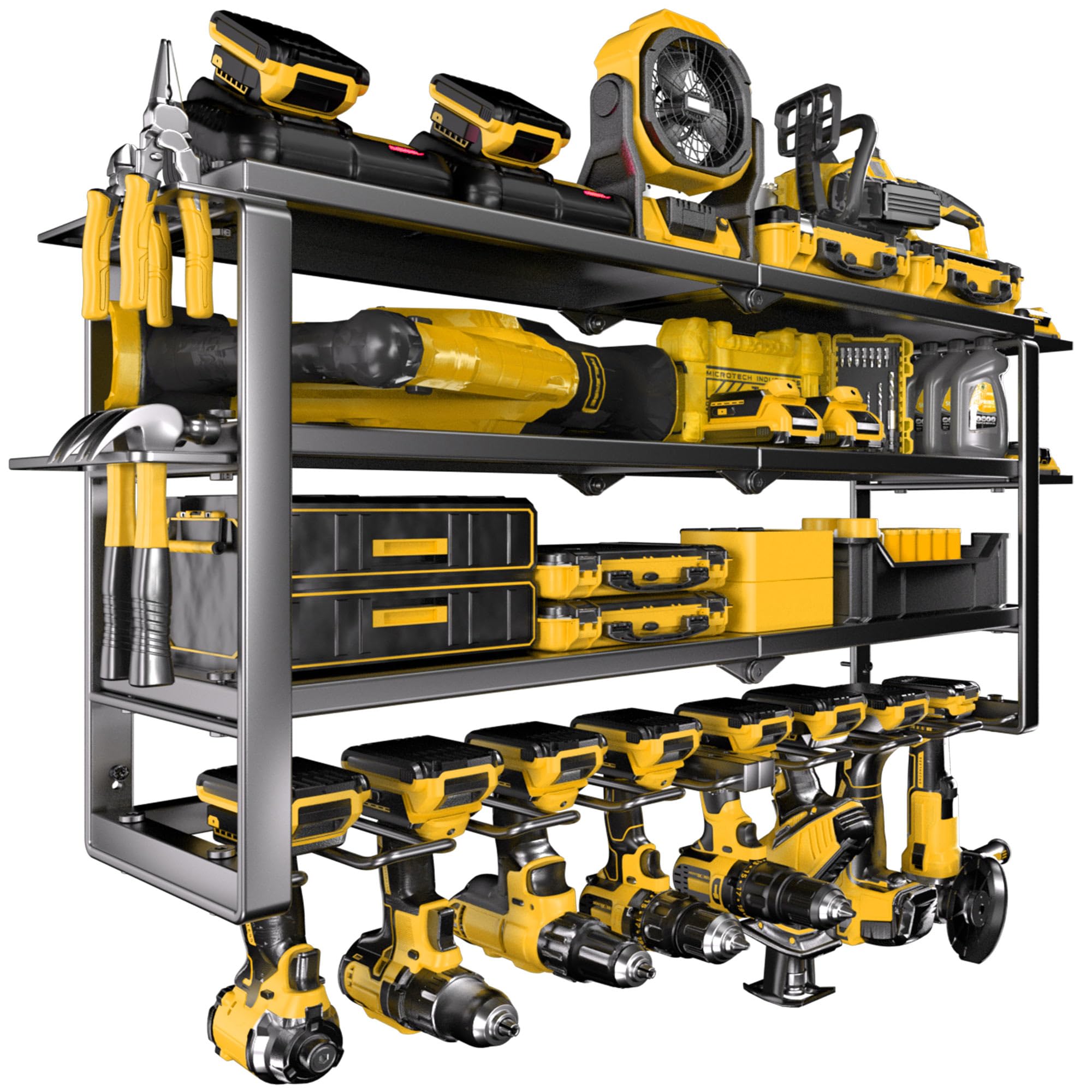 Spampur power tool organizer wall mount demonstrates sturdy steel frame and integrated hooks for heavy tools