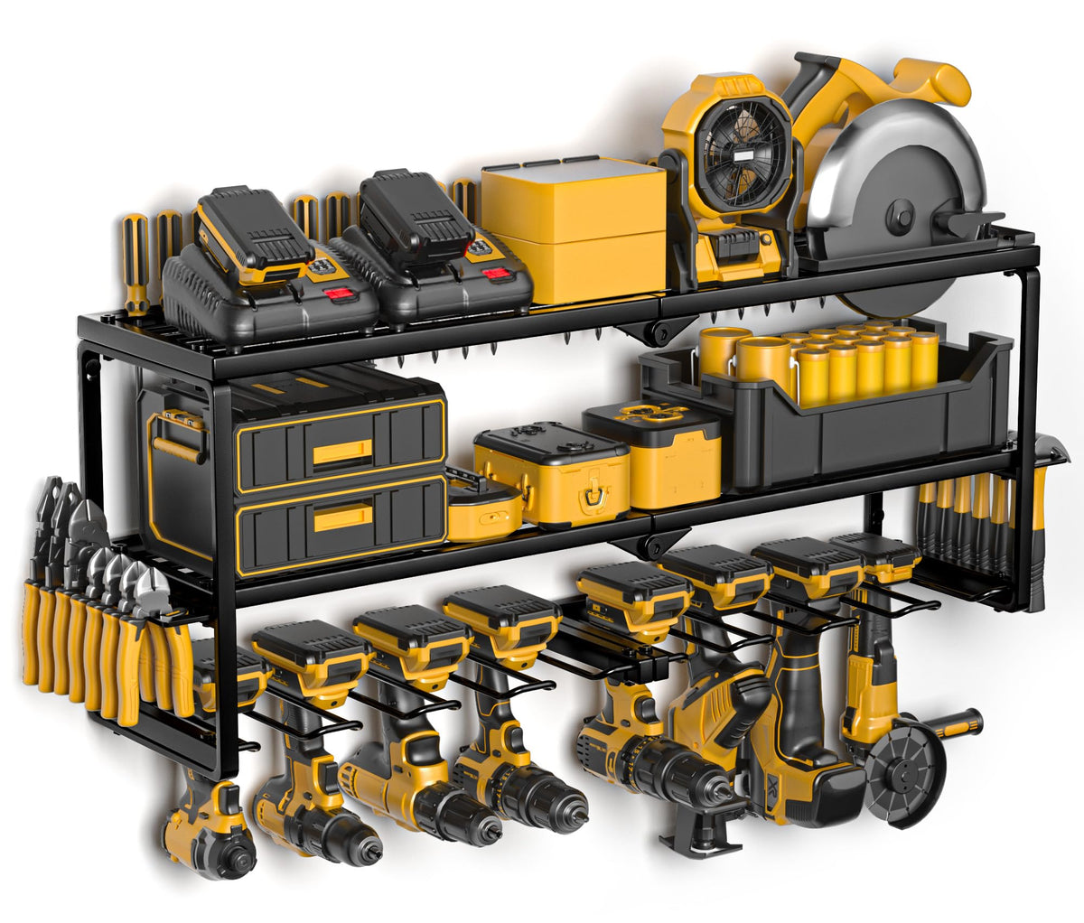 Spampur power tool organizer wall mount with organized drill slots for easy access