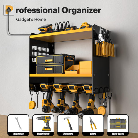Spampur charging station with four outlets enables simultaneous tool charging.