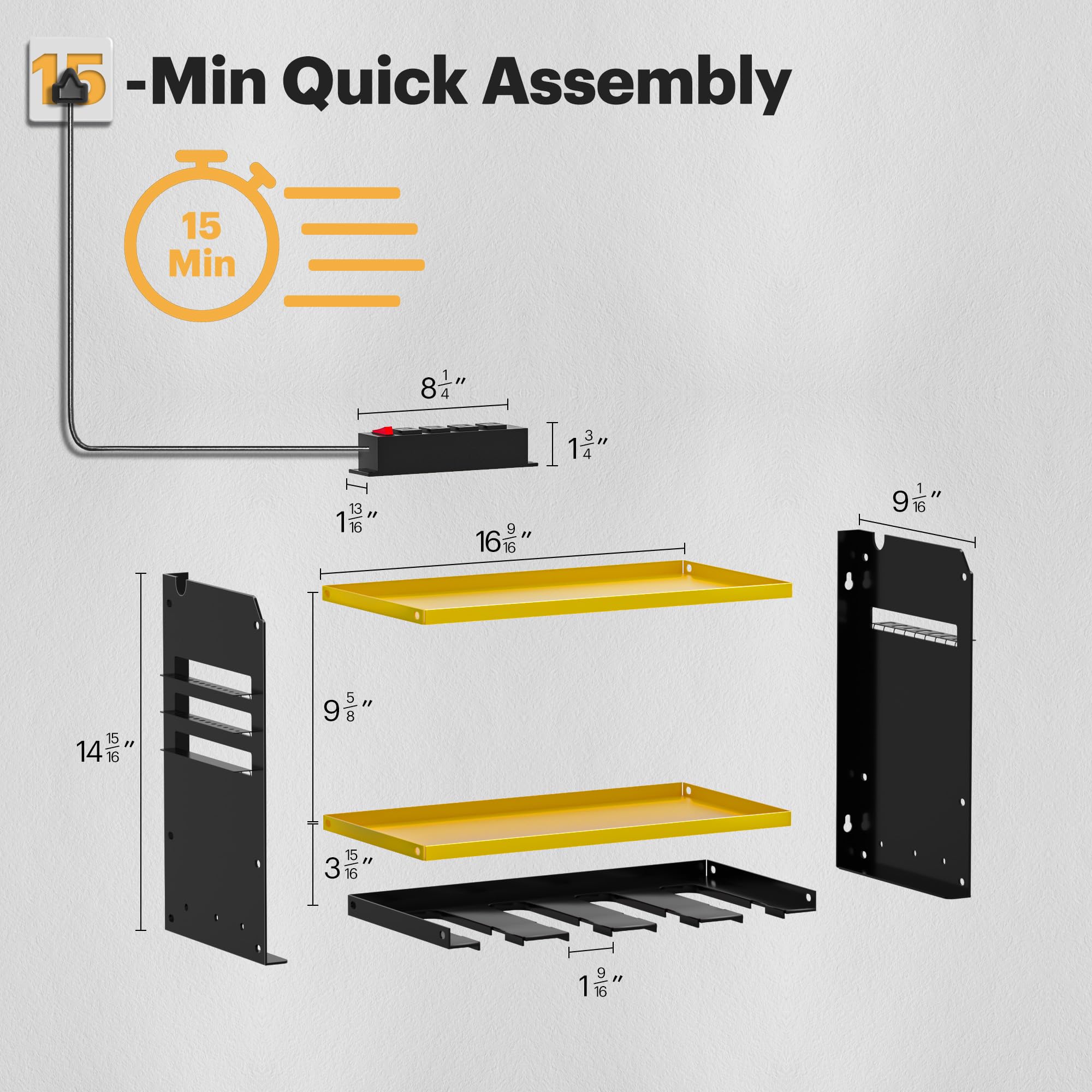 Spampur wall mount supports up to 100 lb for tools and batteries.