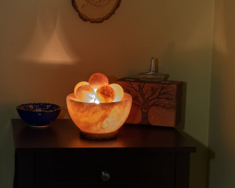 Spantik on a bedside table offering gentle lighting for meditation spaces