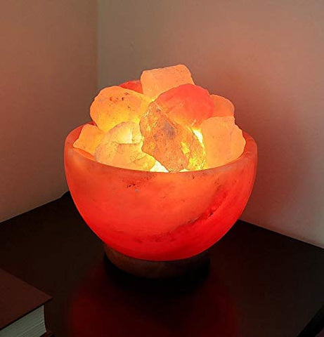 Spantik Himalayan Salt Lamp with Dimmer Cord shows adjustable lighting for mood control.