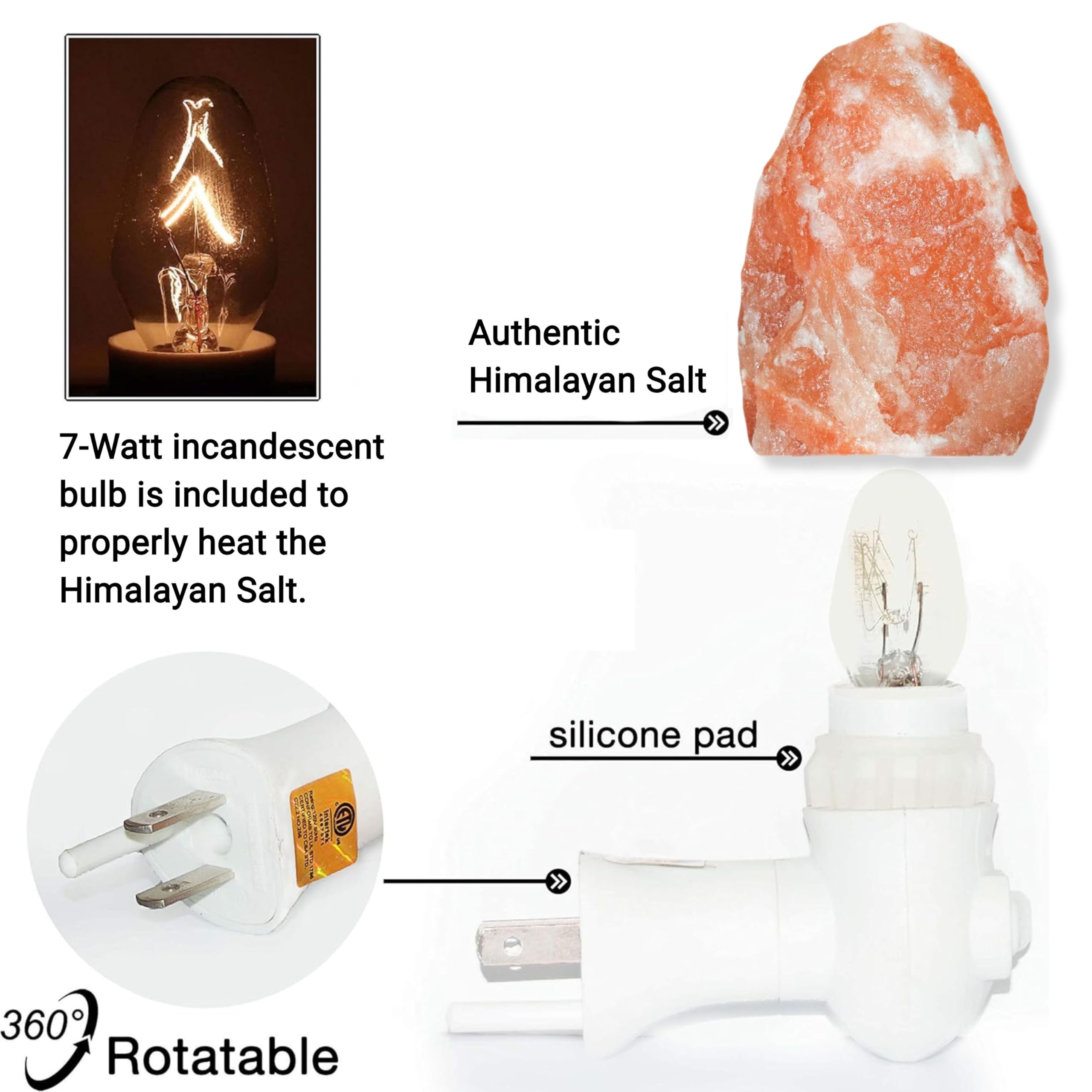 Spantik pink Himalayan lamp emits a soft pink glow for a calm bedroom.