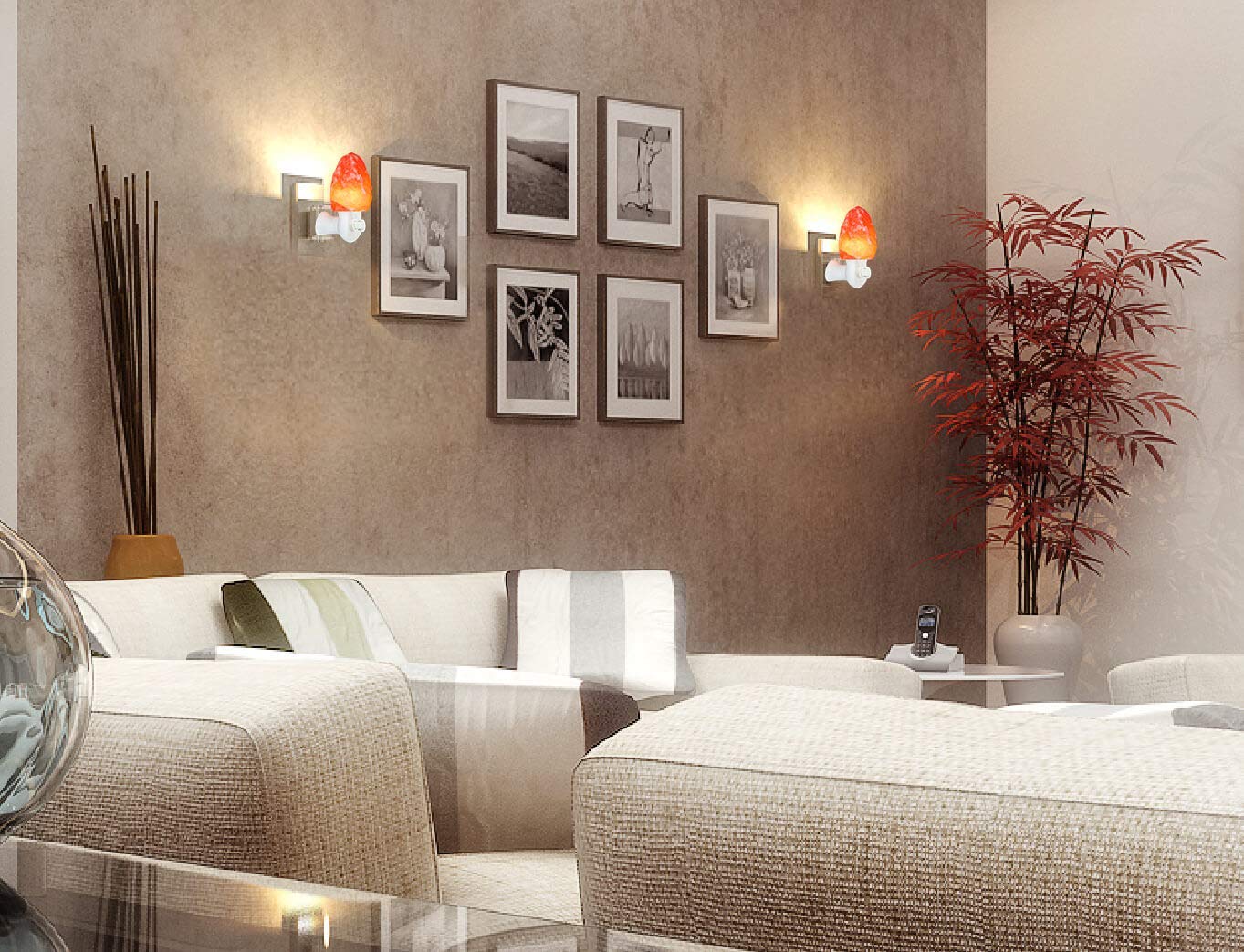 Spantik pink lamp adds cozy mood to coffee shop setting.