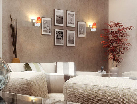 Spantik pink lamp adds cozy mood to coffee shop setting.
