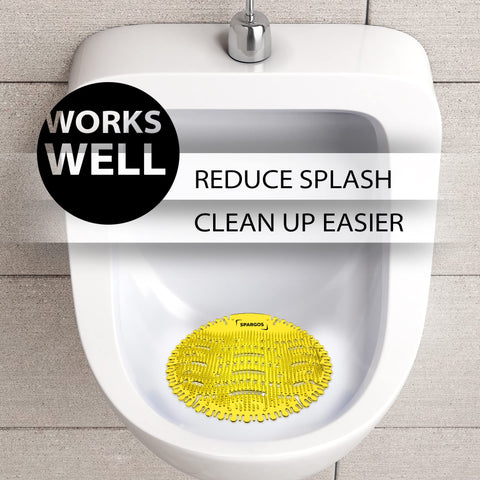 SPARGOS universal-fit urinal screens fit most fixtures for odor control.