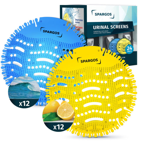 SPARGOS Blue Ocean urinal screen delivers fresh scent and odor control for busy bathrooms.