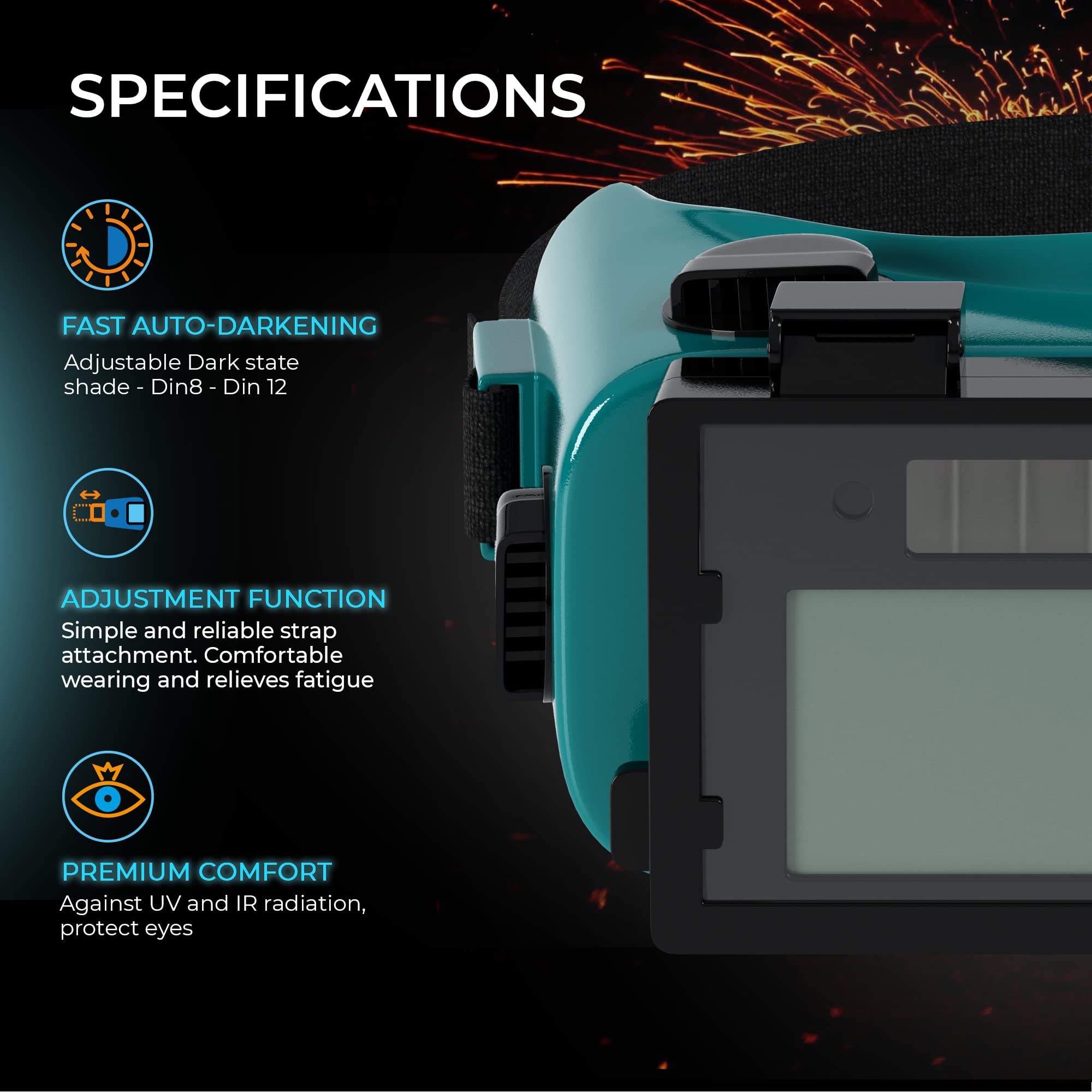 SPARGOS welding goggles flip-up lens for easy inspection