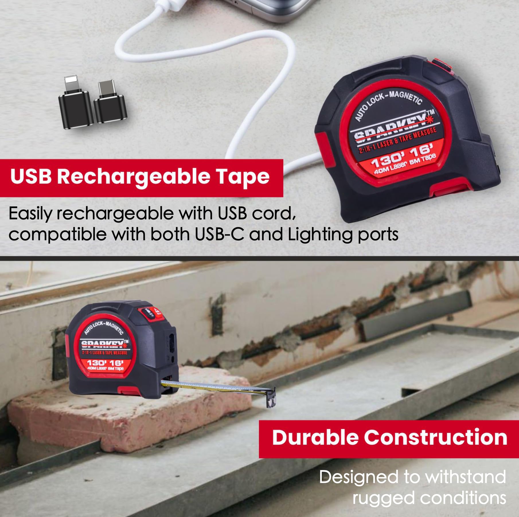 Sparkey ergonomic rubber grip for comfortable, non-slip handling.