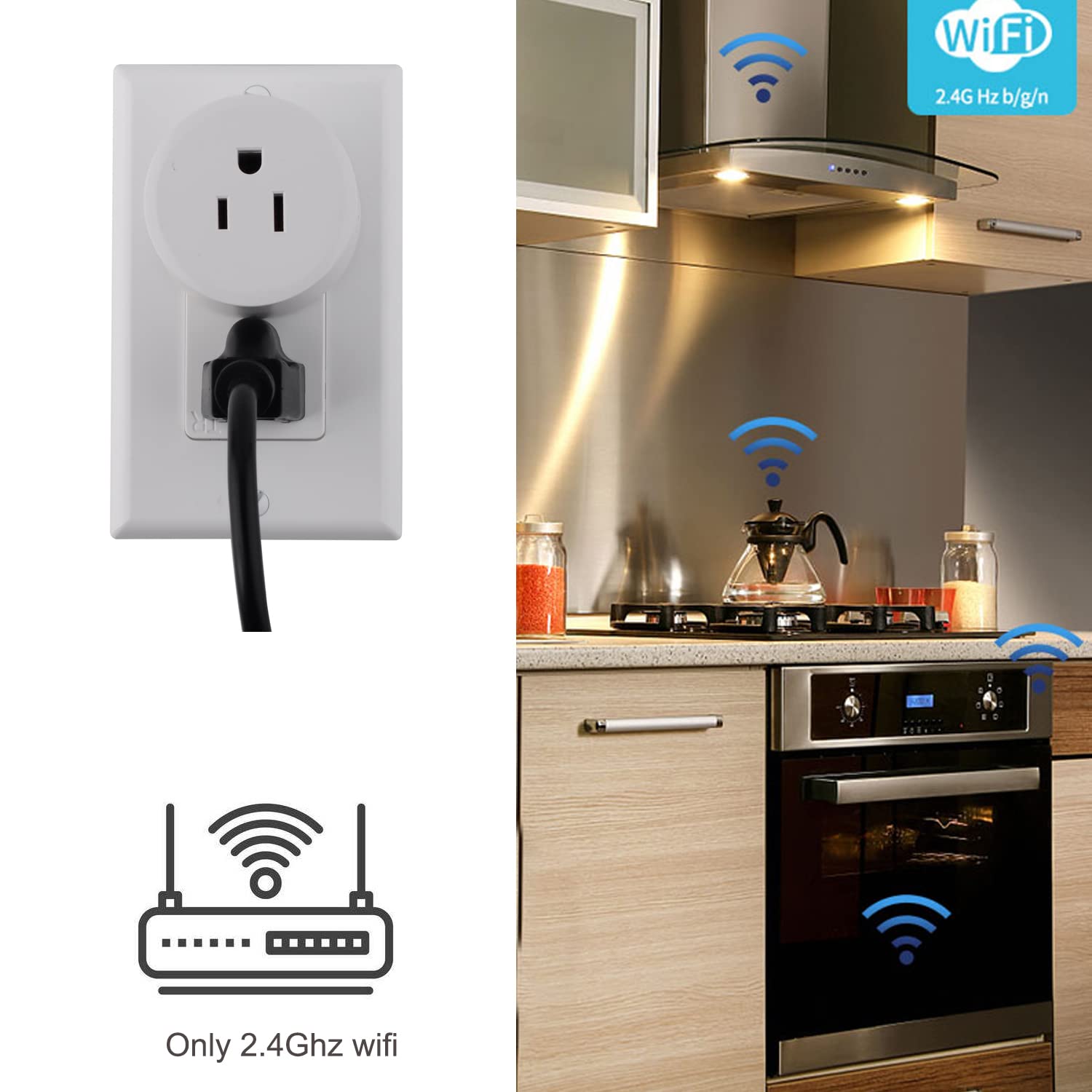 Sparkleiot Tuya WiFi Smart Plug 2.4 GHz Wi‑Fi connection indicator