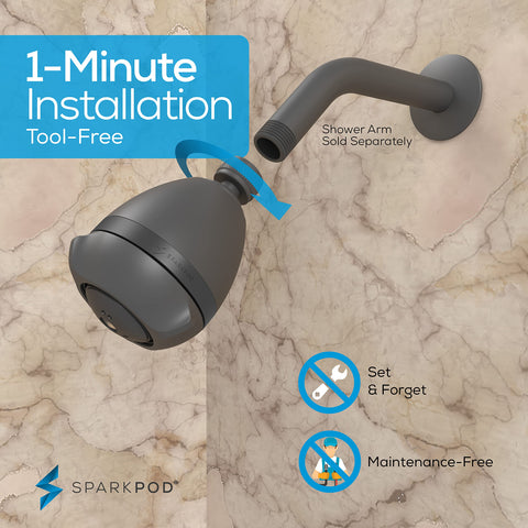 SparkPod 52-outlet high-flow shower head maintains steady pressure.