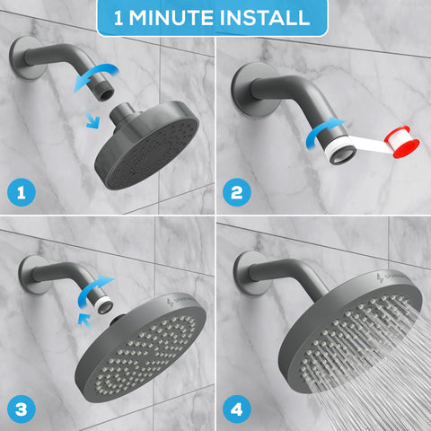 SparkPod charcoal-grey shower head with premium, modern design.