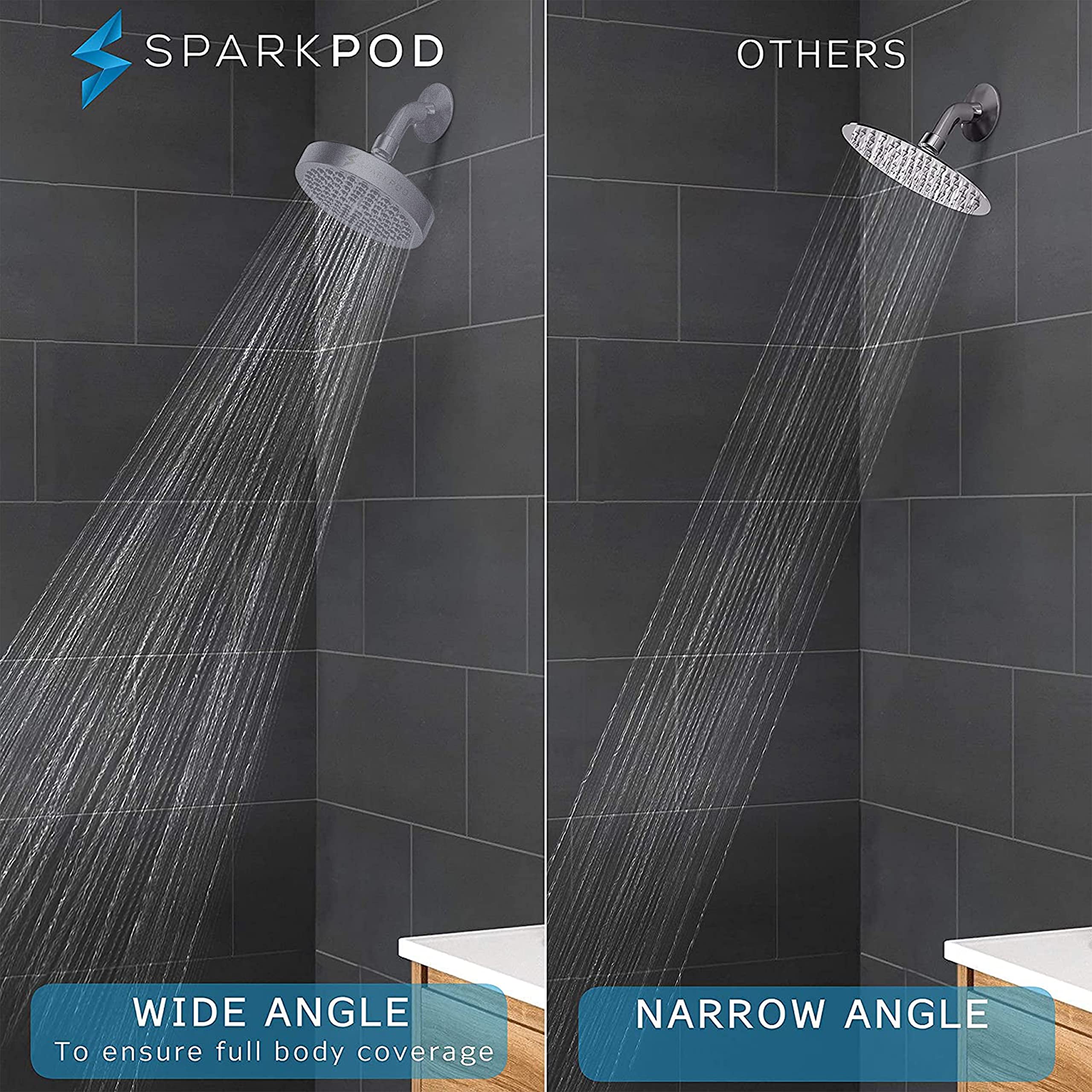 SparkPod easy-clean nozzles prevent mineral buildup for consistent spray.