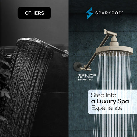 SparkPod 11-inch extension arm shown for wider shower coverage