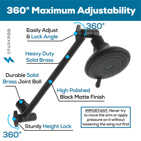 SparkPod height-adjustable shower arm tailored to your shower space