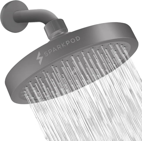 SparkPod high-pressure rain head delivers spa-like power and coverage.