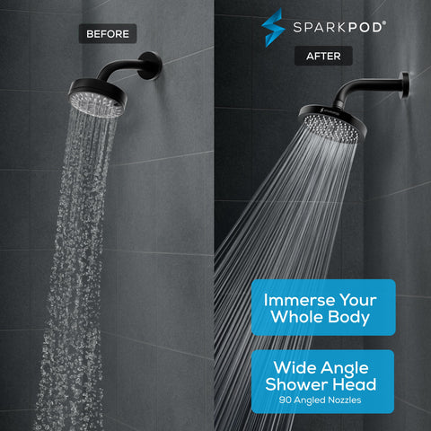 SparkPod high-pressure rainfall head provides strong spray for full-body coverage.