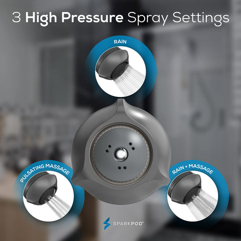 SparkPod Pulsating mode alternates streams for a refreshing massage feel.