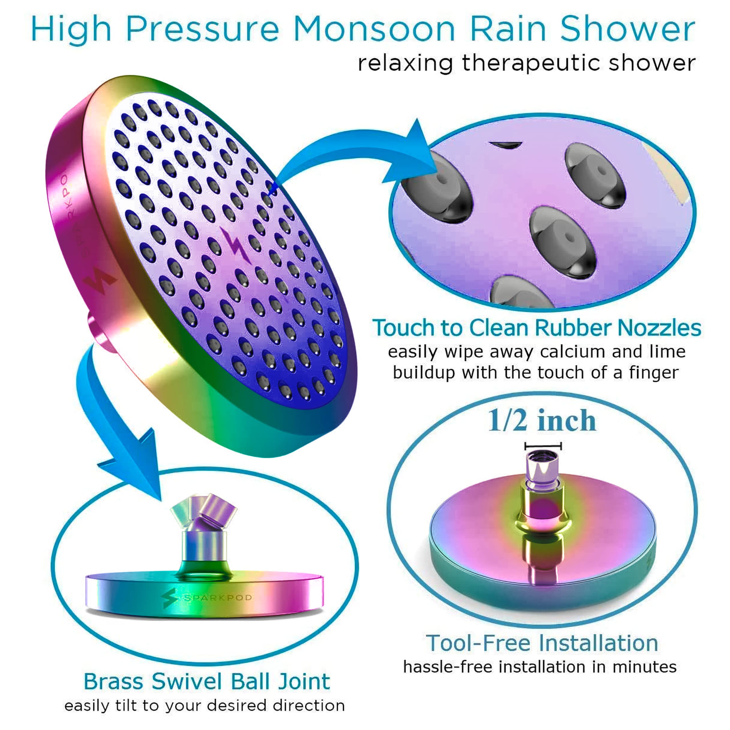 SparkPod easy-install shower head threads to a standard arm in minutes