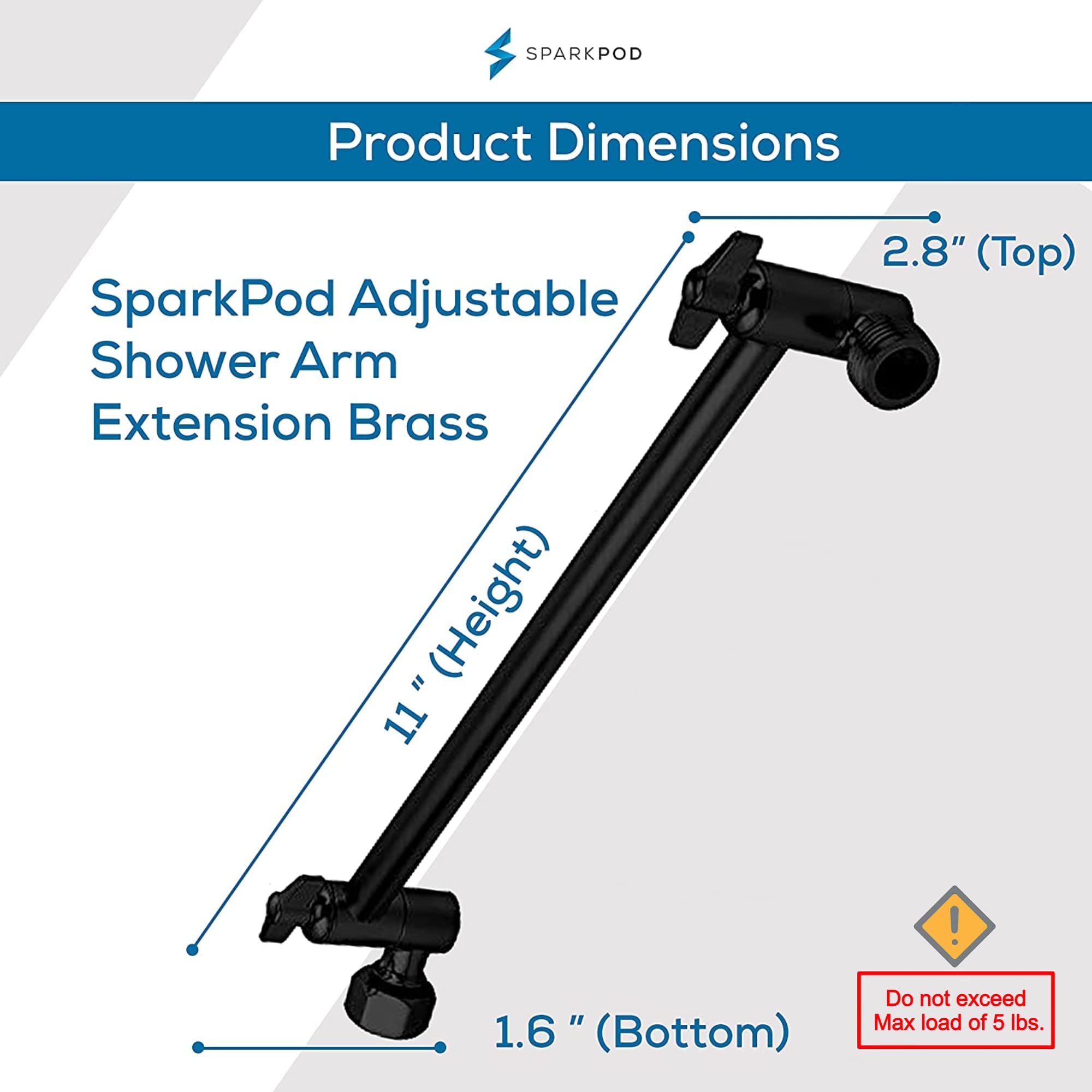 SparkPod rotating-elbow shower arm enabling wider spray coverage