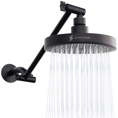 SparkPod round rain shower head with a broad, immersive spray for a refreshing shower