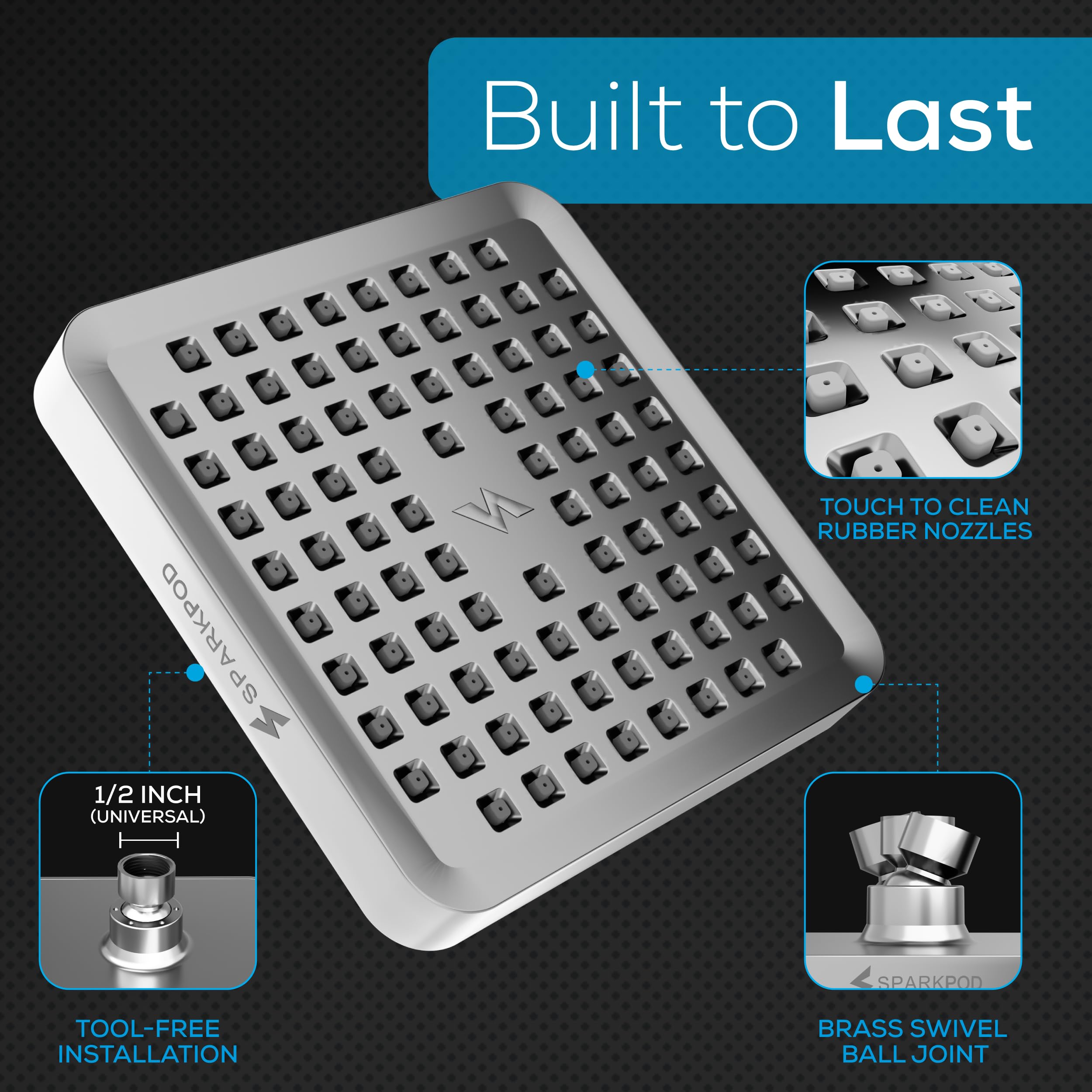 SparkPod 90 jets promote easy cleaning and consistent spray.