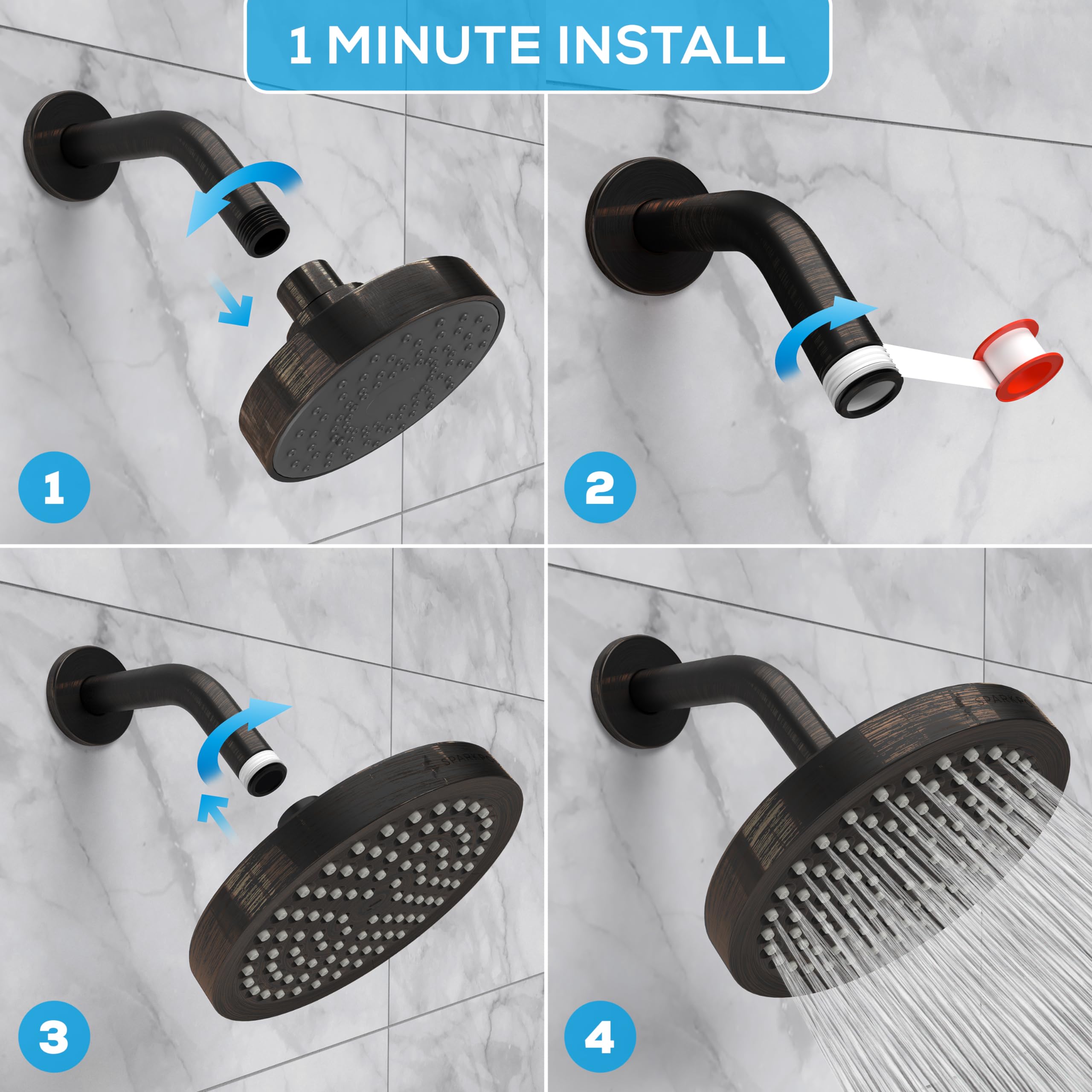 SparkPod easy-clean nozzles reduce lime buildup for consistent spray