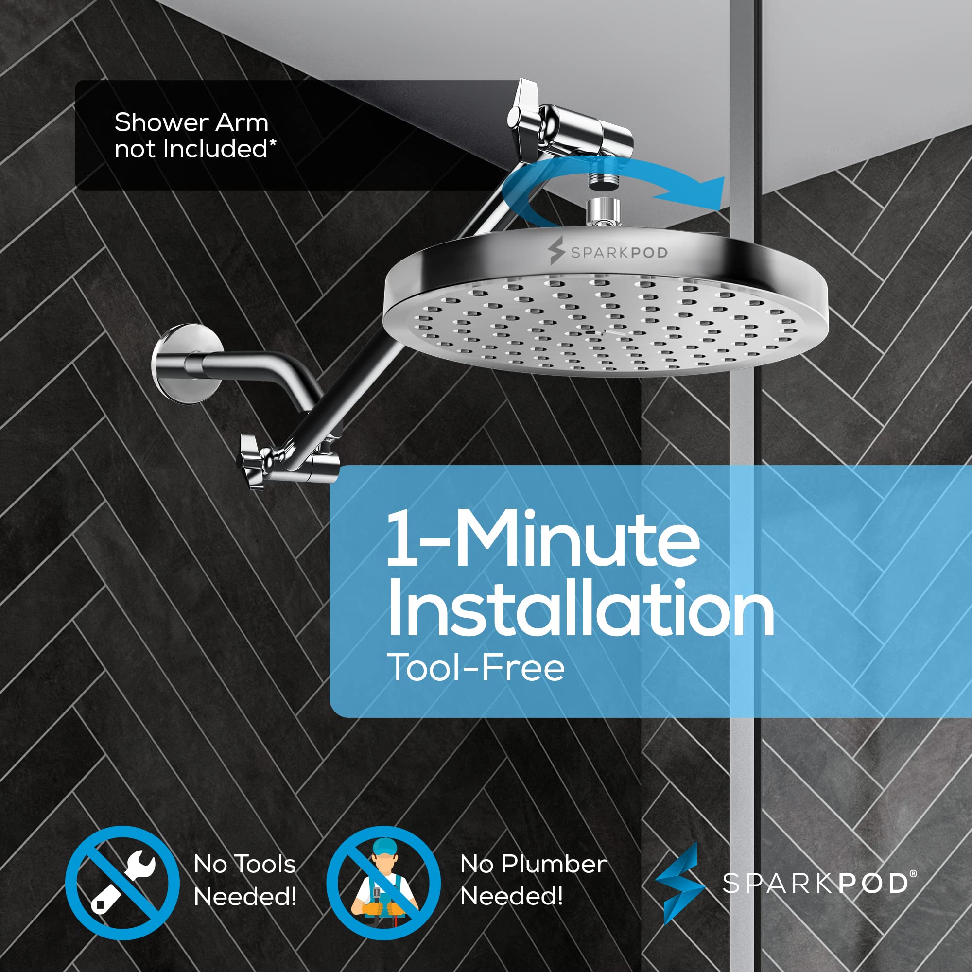 SparkPod rustproof nozzles resist mineral buildup for consistent spray