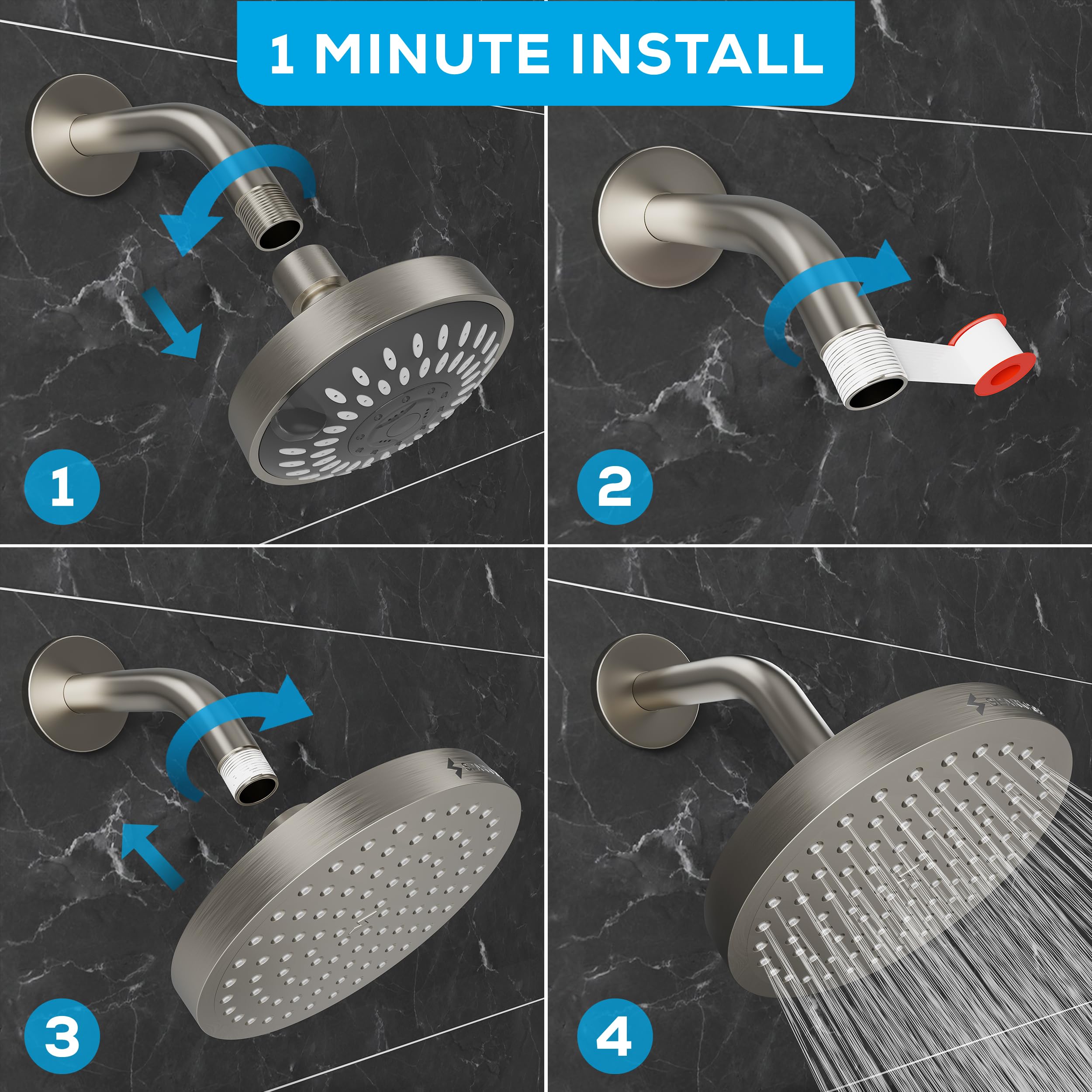 SparkPod easy-install no-tools design fits most showers