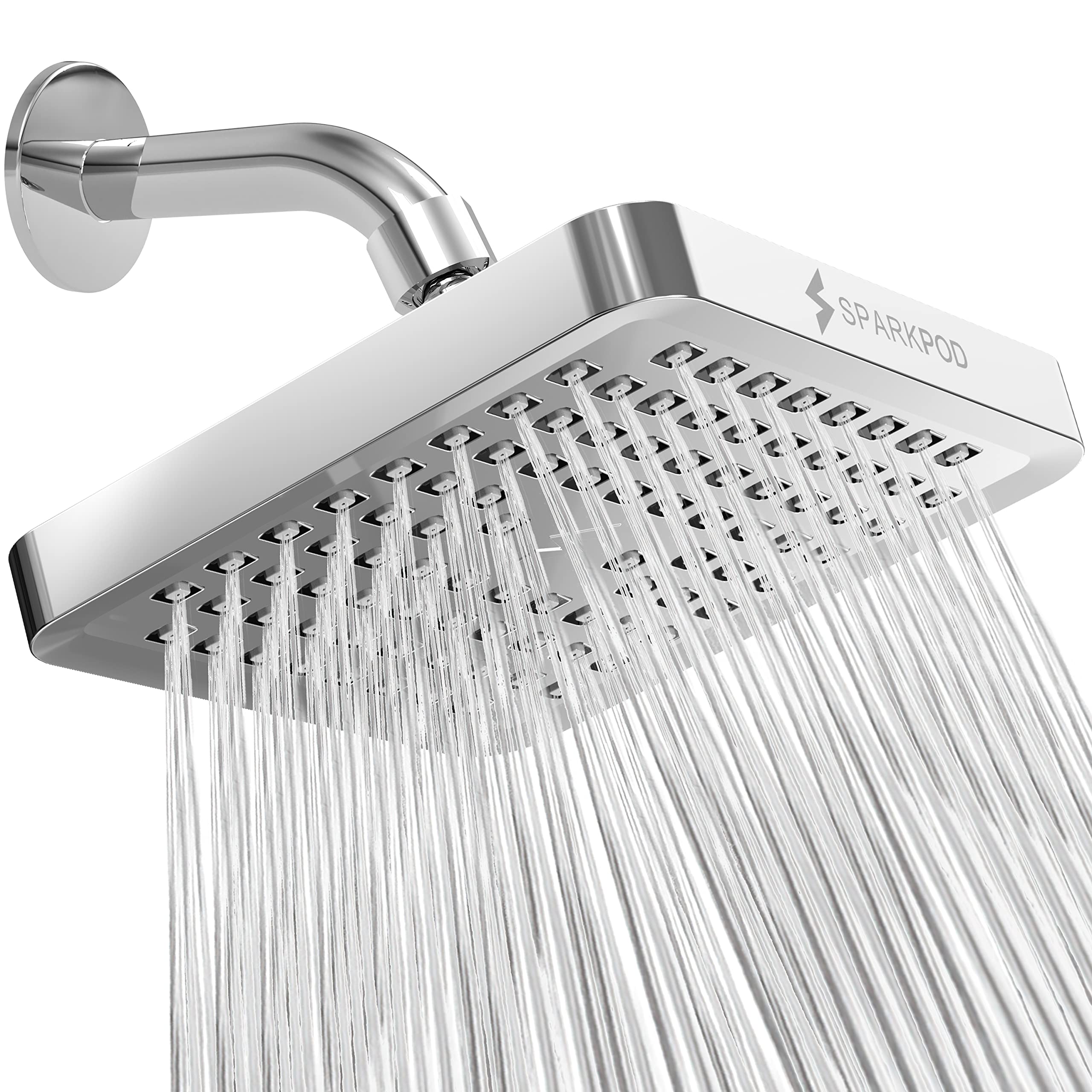 SparkPod shower head high-pressure rain delivers a powerful downpour for refreshing showers.