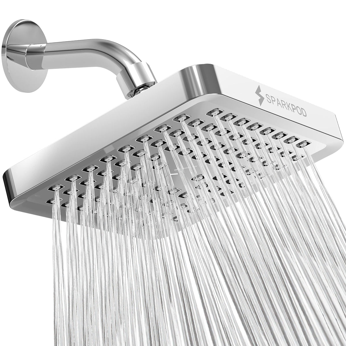 SparkPod shower head high-pressure rain delivers a powerful downpour for refreshing showers.