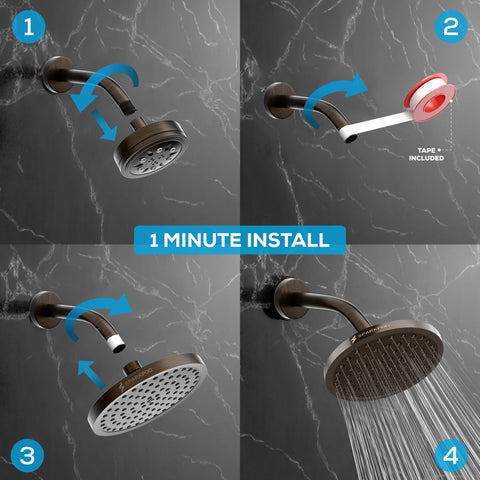 Illustration of tool-free installation for SparkPod shower head